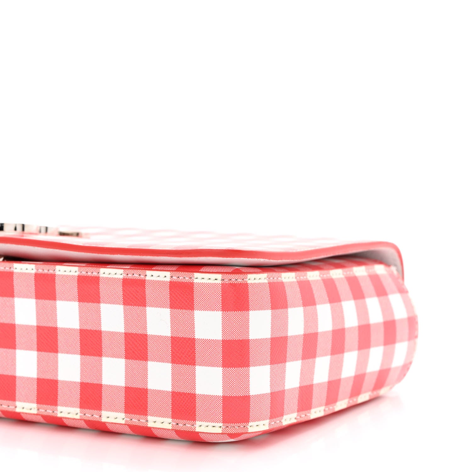 Burberry Calfskin Gingham Print Lola Bag Red White 10 of 10