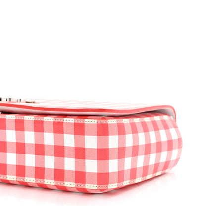 Burberry Calfskin Gingham Print Lola Bag Red White 10 of 10