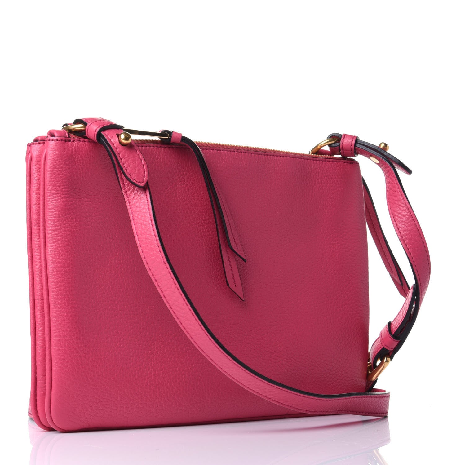 Prada Vitello Phenix Double Zip Crossbody Bag Peonia 2 of 3
