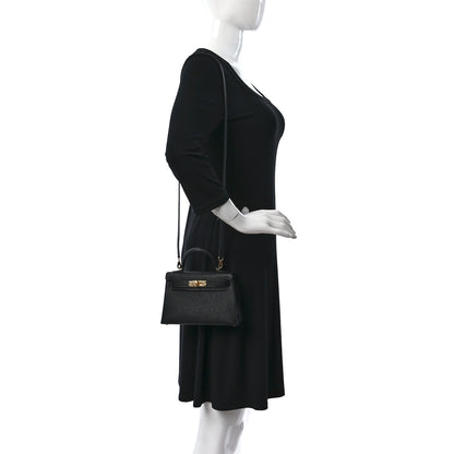 Hermes Chevre Mysore Horseshoe Mini Kelly Sellier 20 Black Rouge De Coeur 2 of 12