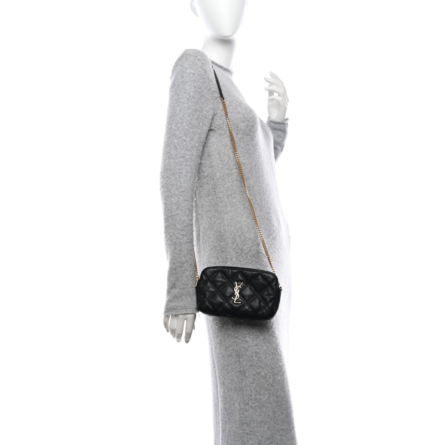 Grained Lambskin Quilted Mini Becky Double Zip Bag Black