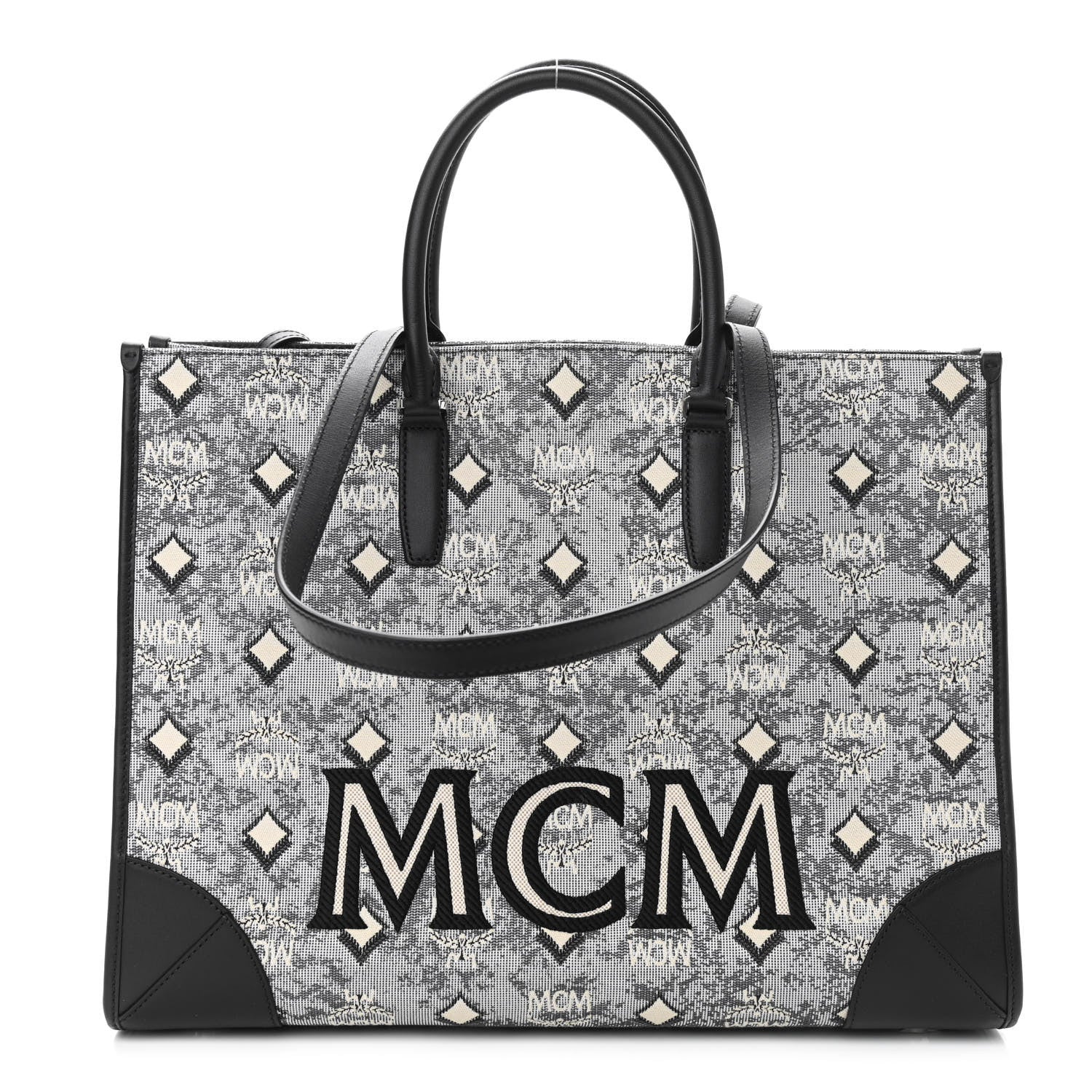 MCM Nappa Jacquard Monogram Large Tote Grey 2 of 9