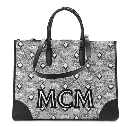 MCM Nappa Jacquard Monogram Large Tote Grey 2 of 9