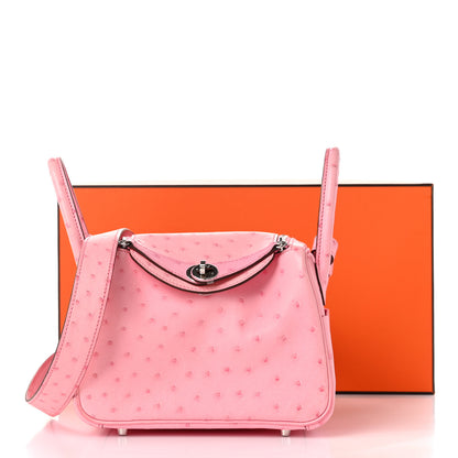 Hermes Ostrich Mini Lindy 20 Rose Bubblegum 11 of 11