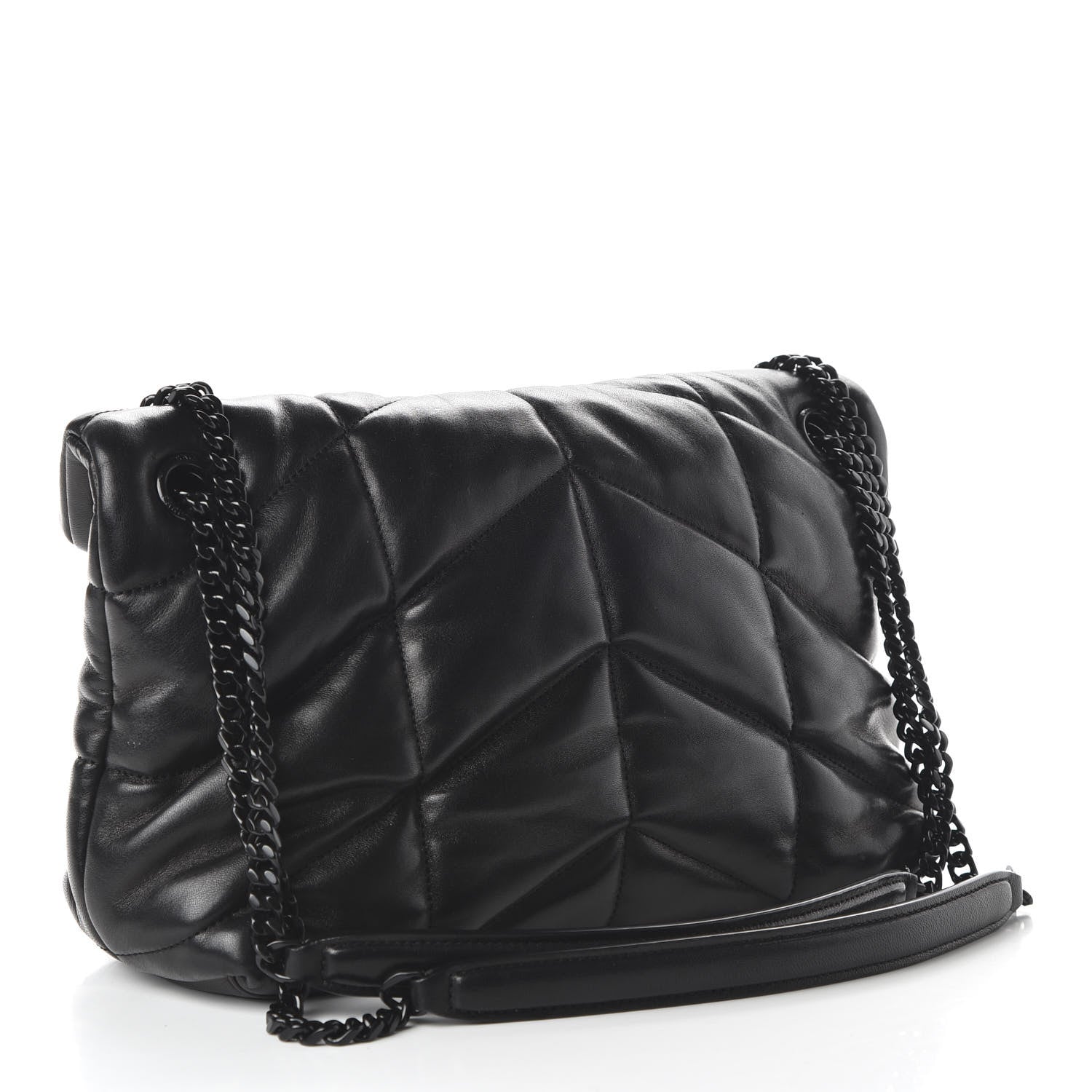 Saint Laurent Lambskin Quilted Small Loulou Puffer Monogram Chain Satchel Black 3 of 9