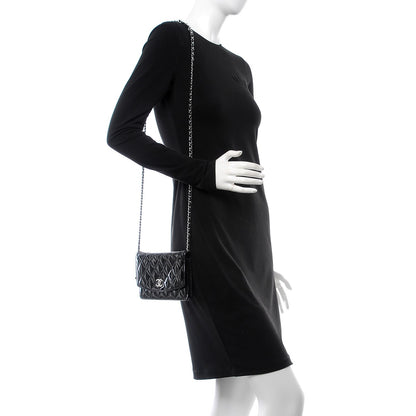 Chanel Patent Quilted Brilliant Wallet On Chain WOC Black 2 of 10