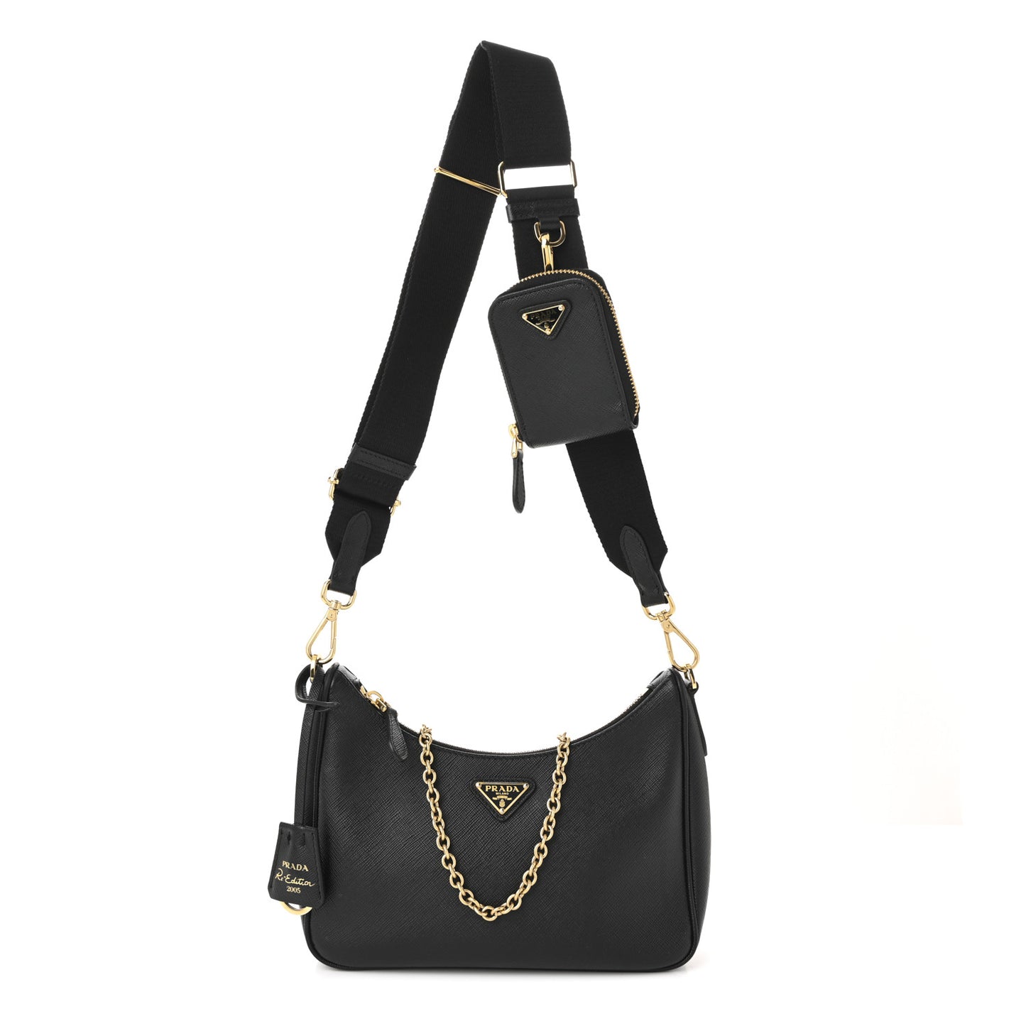 Saffiano Lux Re-Edition 2005 Shoulder Bag Black