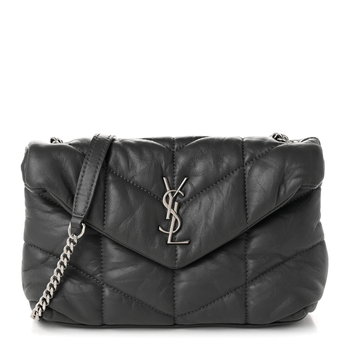 Lambskin Quilted Toy Loulou Puffer Monogram Chain Satchel Fog