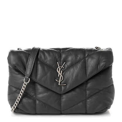 Saint Laurent Lambskin Quilted Toy Loulou Puffer Monogram Chain Satchel Fog 1 of 11