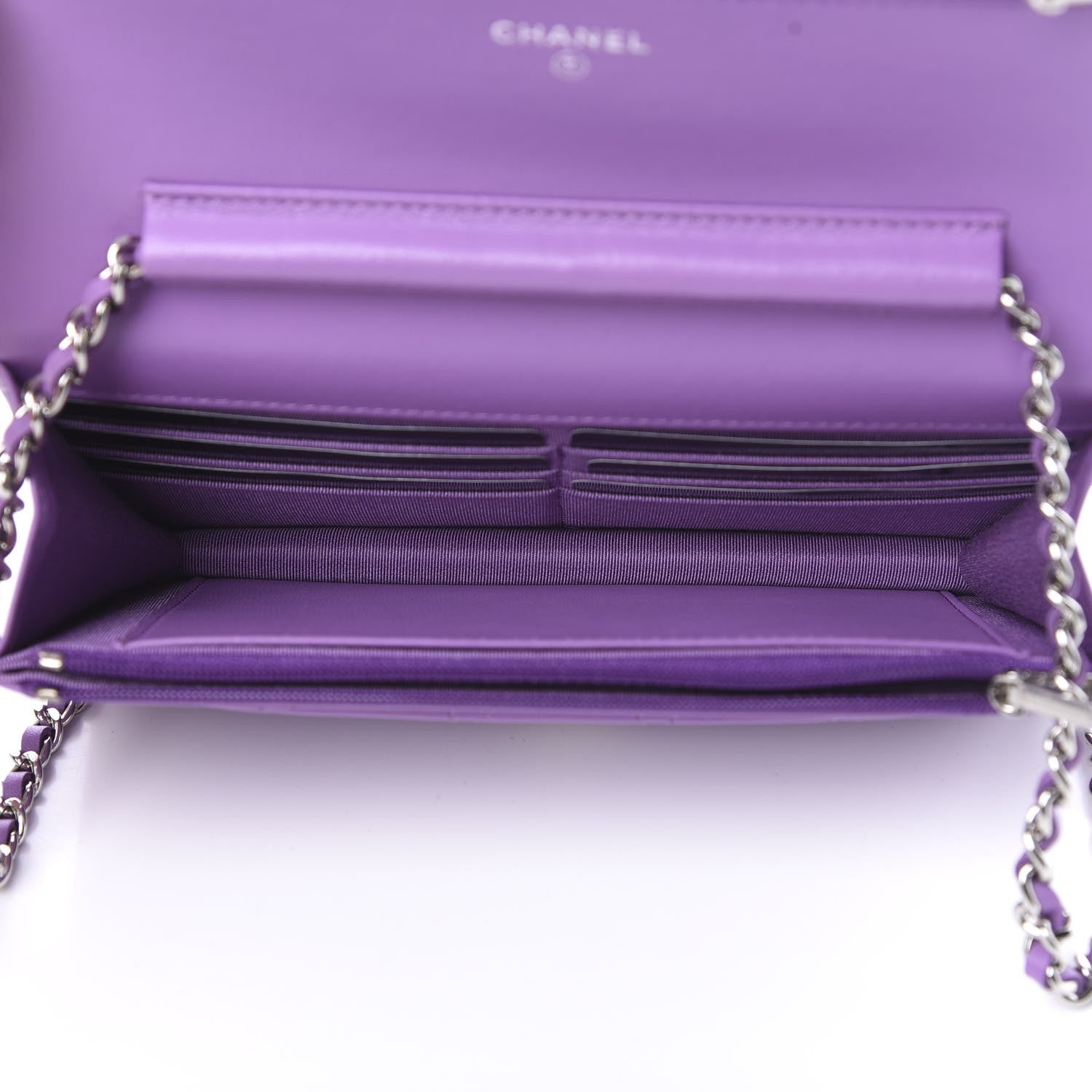 Chanel Lambskin Quilted Wallet On Chain WOC Purple 5 of 12