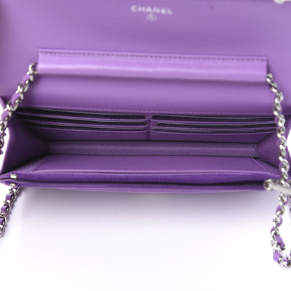 Chanel Lambskin Quilted Wallet On Chain WOC Purple 5 of 12