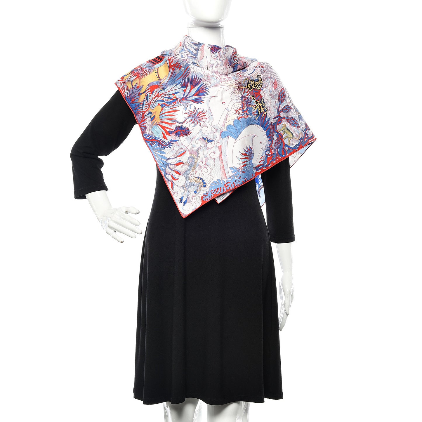 Silk Cosmographia Universalis Scarf 90 Ciel White Rouge