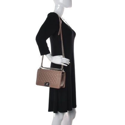 Chanel Lambskin Perforated Medium Boy Flap Dark Beige 2 of 16