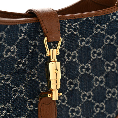 Gucci New Denim GG Monogram Calfskin Small Jackie 1961 Hobo Blue Tea Cuir 10 of 12