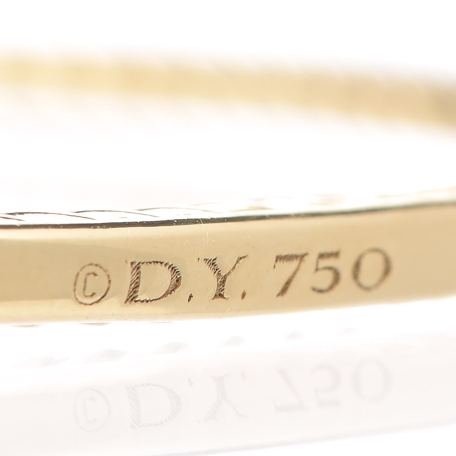 David Yurman 18K Yellow Gold 3mm Inside Cable Classic Bangle Bracelet 4 of 4