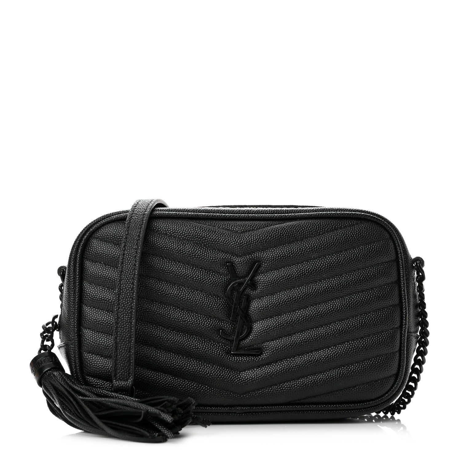 Saint Laurent Grain De Poudre Matelasse Monochrome Monogram Mini Lou Camera Bag Black 1 of 11
