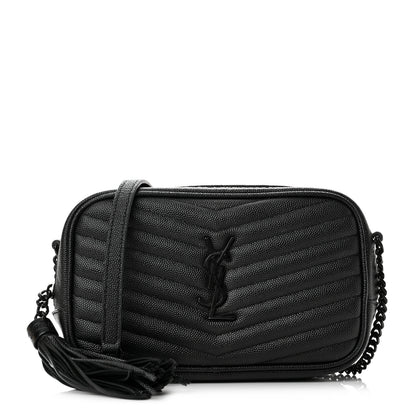Saint Laurent Grain De Poudre Matelasse Monochrome Monogram Mini Lou Camera Bag Black 1 of 11