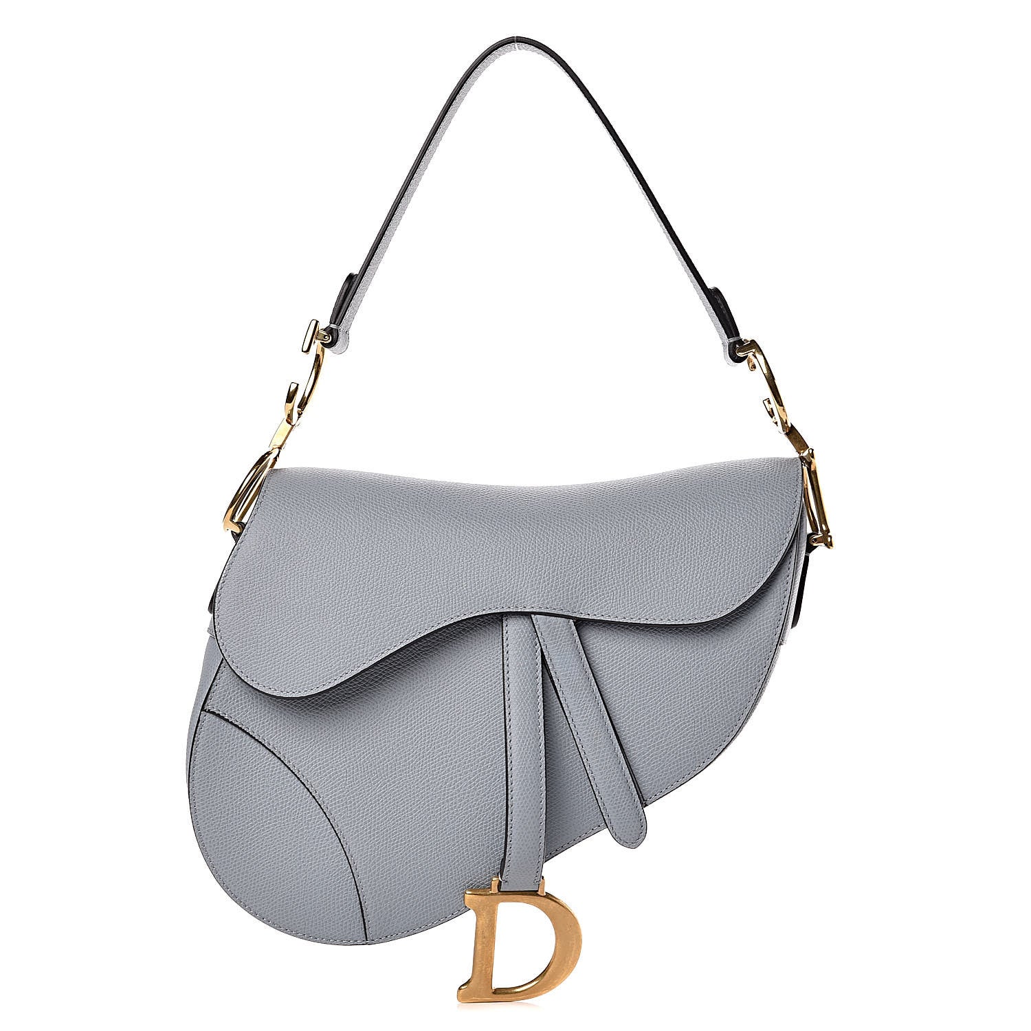 Christian Dior Grained Calfskin Saddle Bag Sky Blue 1 of 8