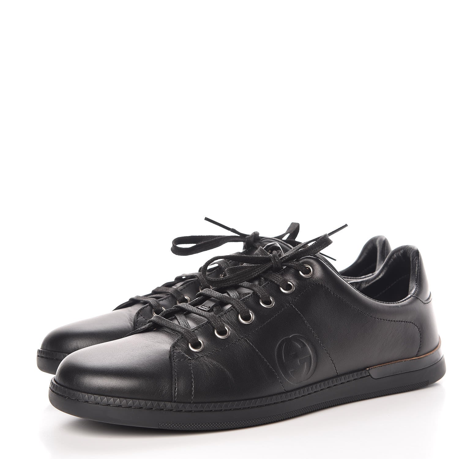Gucci Calfskin Womens Interlocking G Sneakers 39 Black 3 of 11
