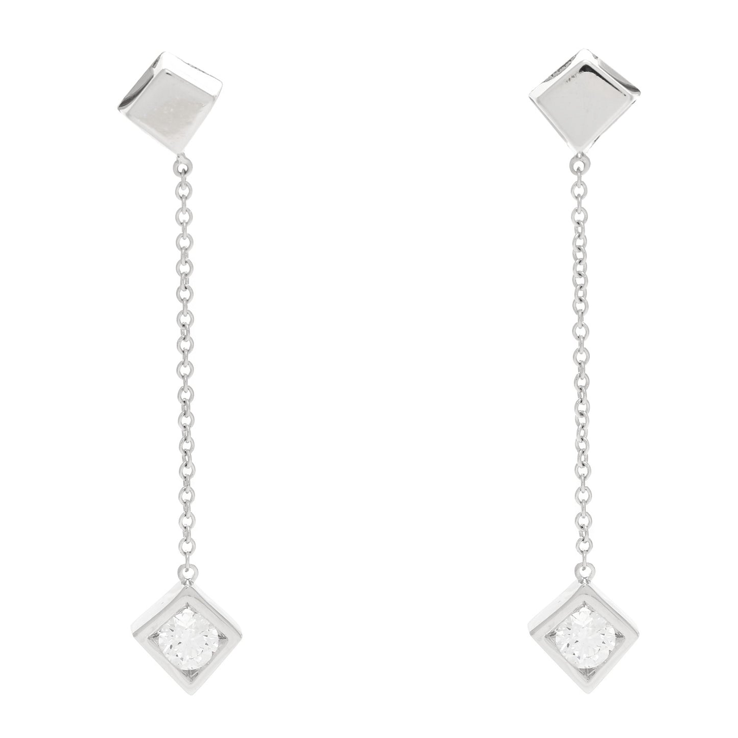 18K White Gold Diamond Frank Gehry Torque Drop Earrings
