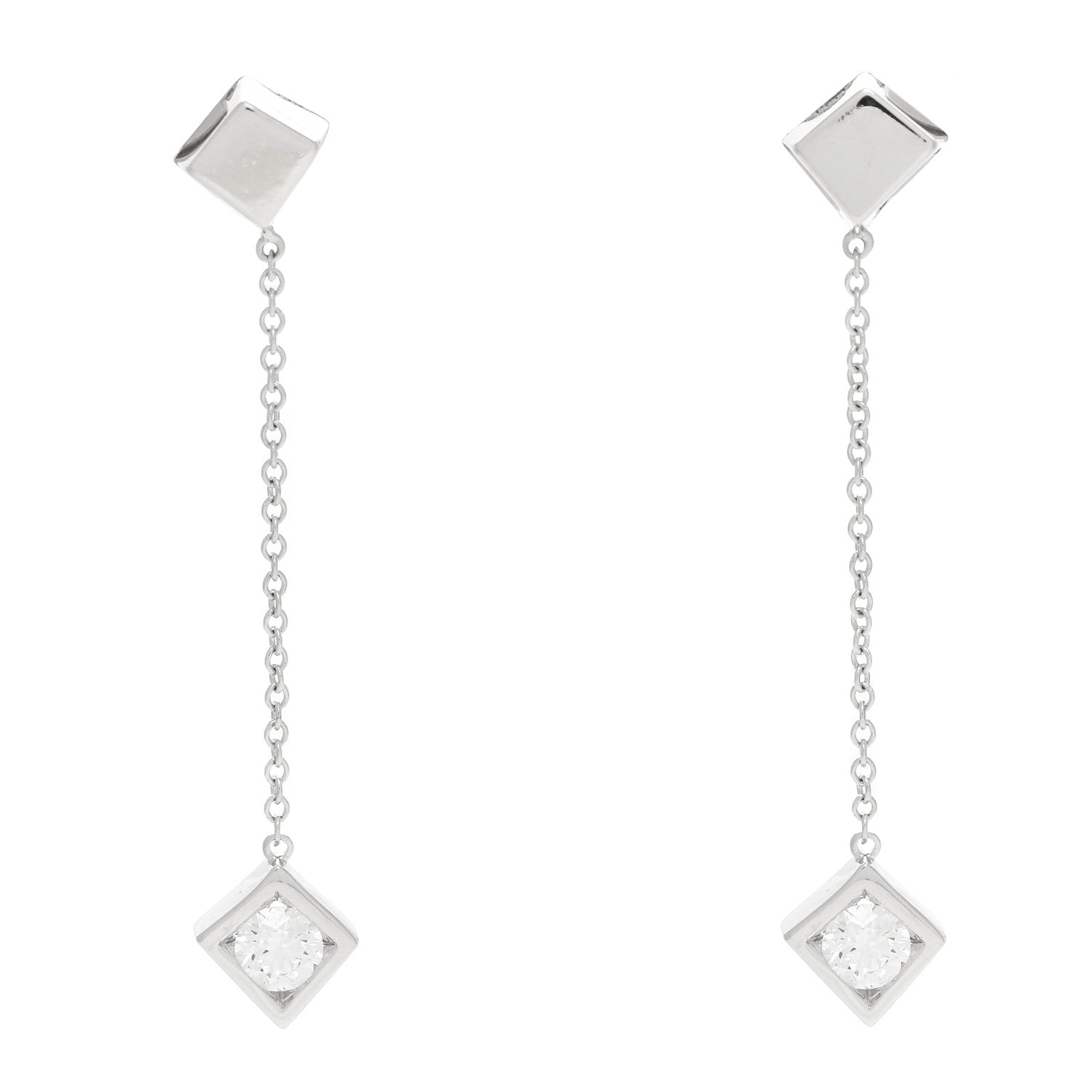 Tiffany 18K White Gold Diamond Frank Gehry Torque Drop Earrings 1 of 5