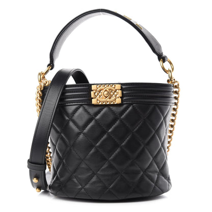 Chanel Calfskin Quilted Boy Bucket Bag Black 1 of 11