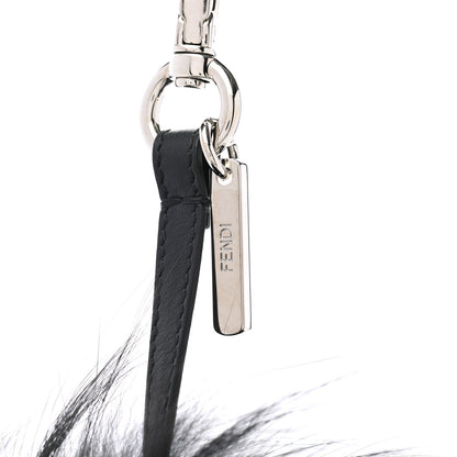 Fendi Goat Fox Fur Calfskin Studded Eye Monster Bag Bug Cube Charm Black 3 of 6