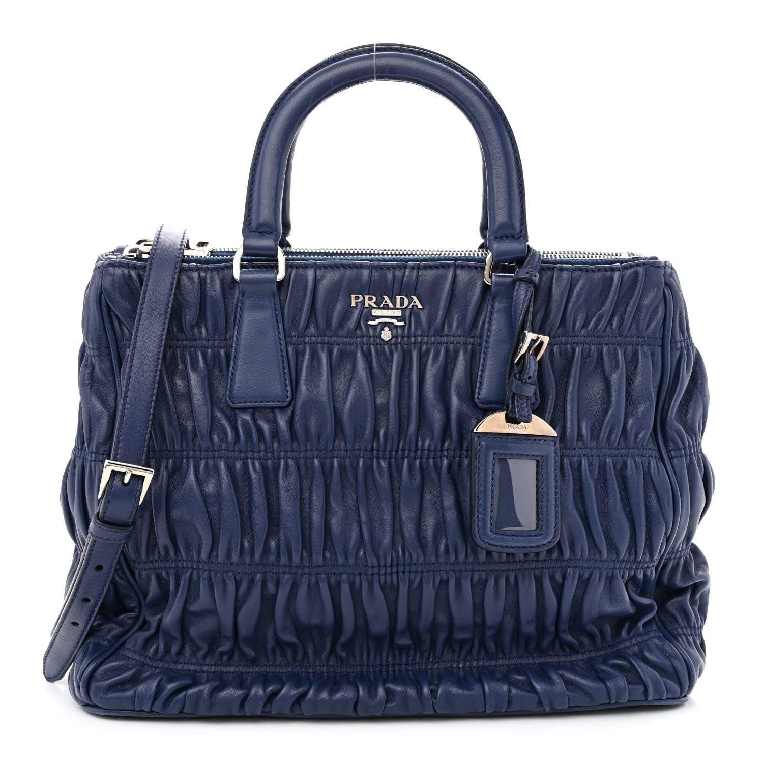 Prada Nappa Gaufre Double Zip Tote Bluette 1 of 12