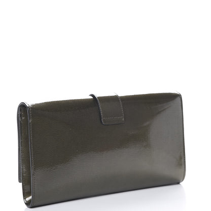 Saint Laurent Textured Patent Classic Y Ligne Clutch Olive 2 of 9