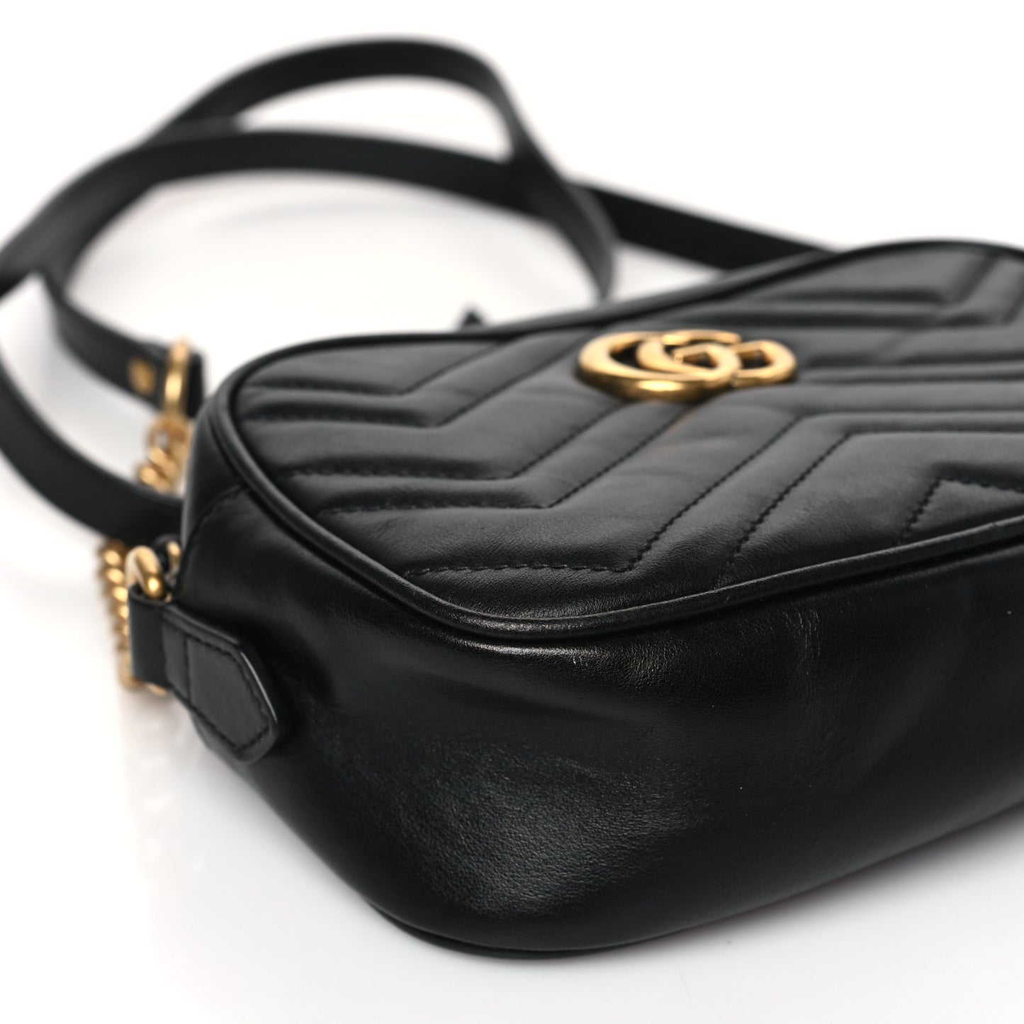 Calfskin Matelasse Mini GG Marmont Chain Shoulder Bag Black