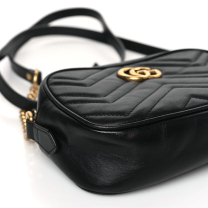 Gucci Calfskin Matelasse Mini GG Marmont Chain Shoulder Bag Black 8 of 9