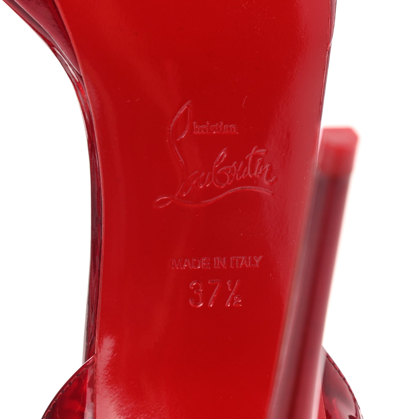 Shiny Patent Calfskin Queen Psych Loubi Ankle Strap Sandals 37.5 Red