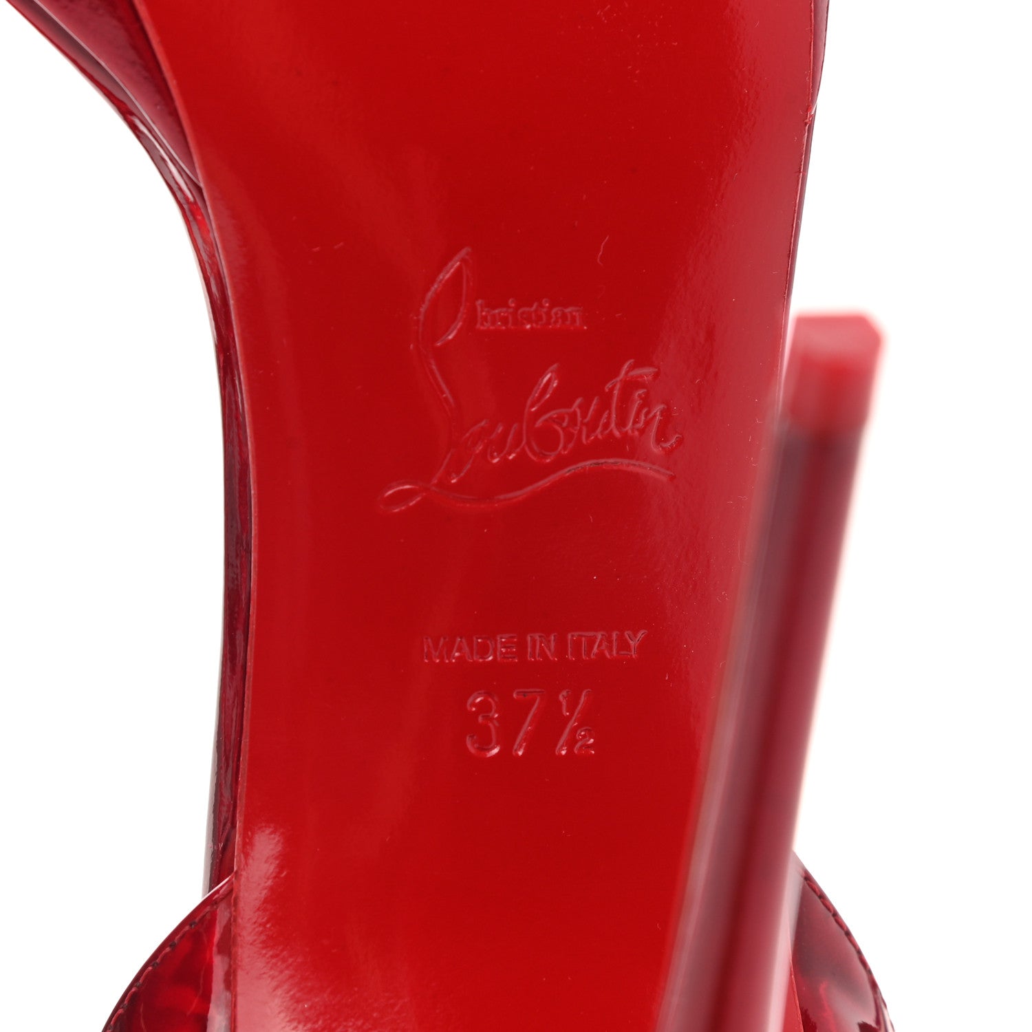 Christian Louboutin Shiny Patent Calfskin Queen Psych Loubi Ankle Strap Sandals 37.5 Red 6 of 8