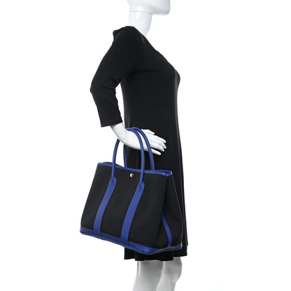 Hermes Toile Negonda Garden Party Tote 36 MM Black Bleu Electrique 2 of 10