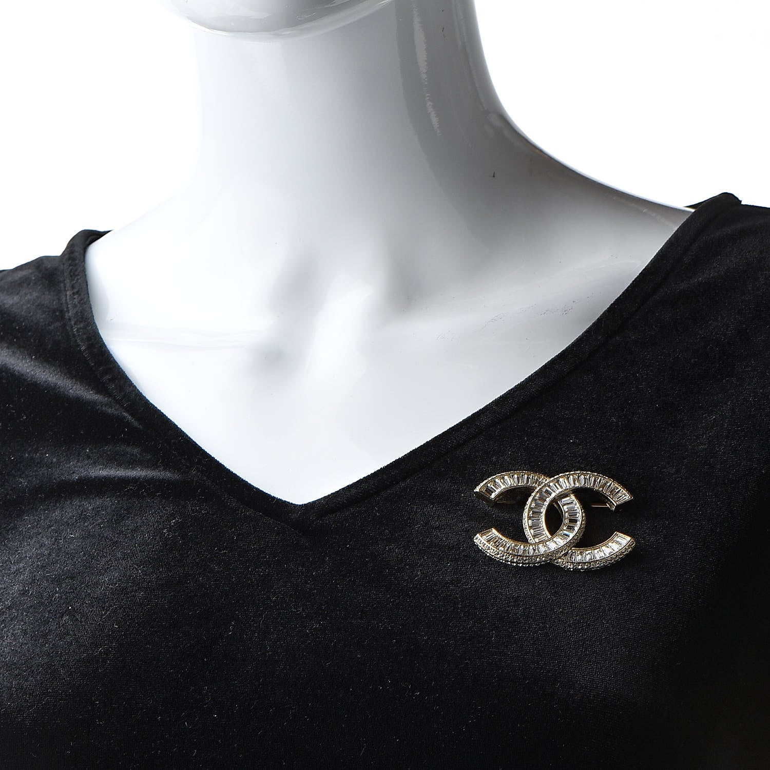Chanel Baguette Crystal CC Brooch Gold 2 of 5