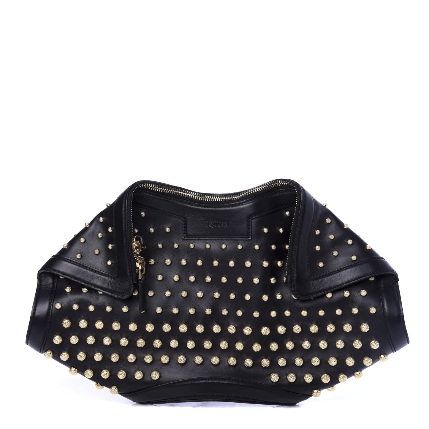 Calfskin Studded De Manta Clutch Black