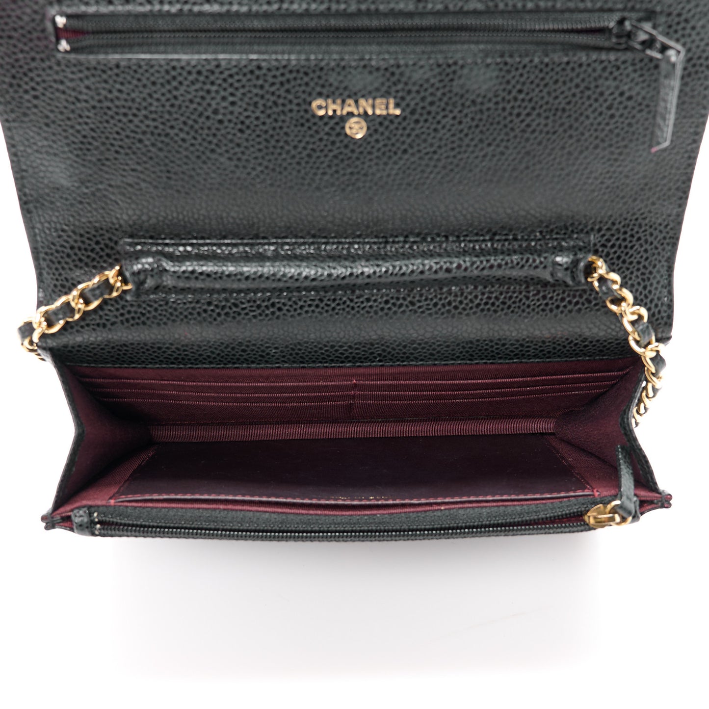 Caviar Quilted Wallet on Chain WOC Black