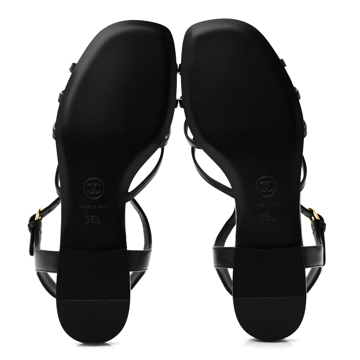 Lambskin Crystal CC Sandals 35.5 Black