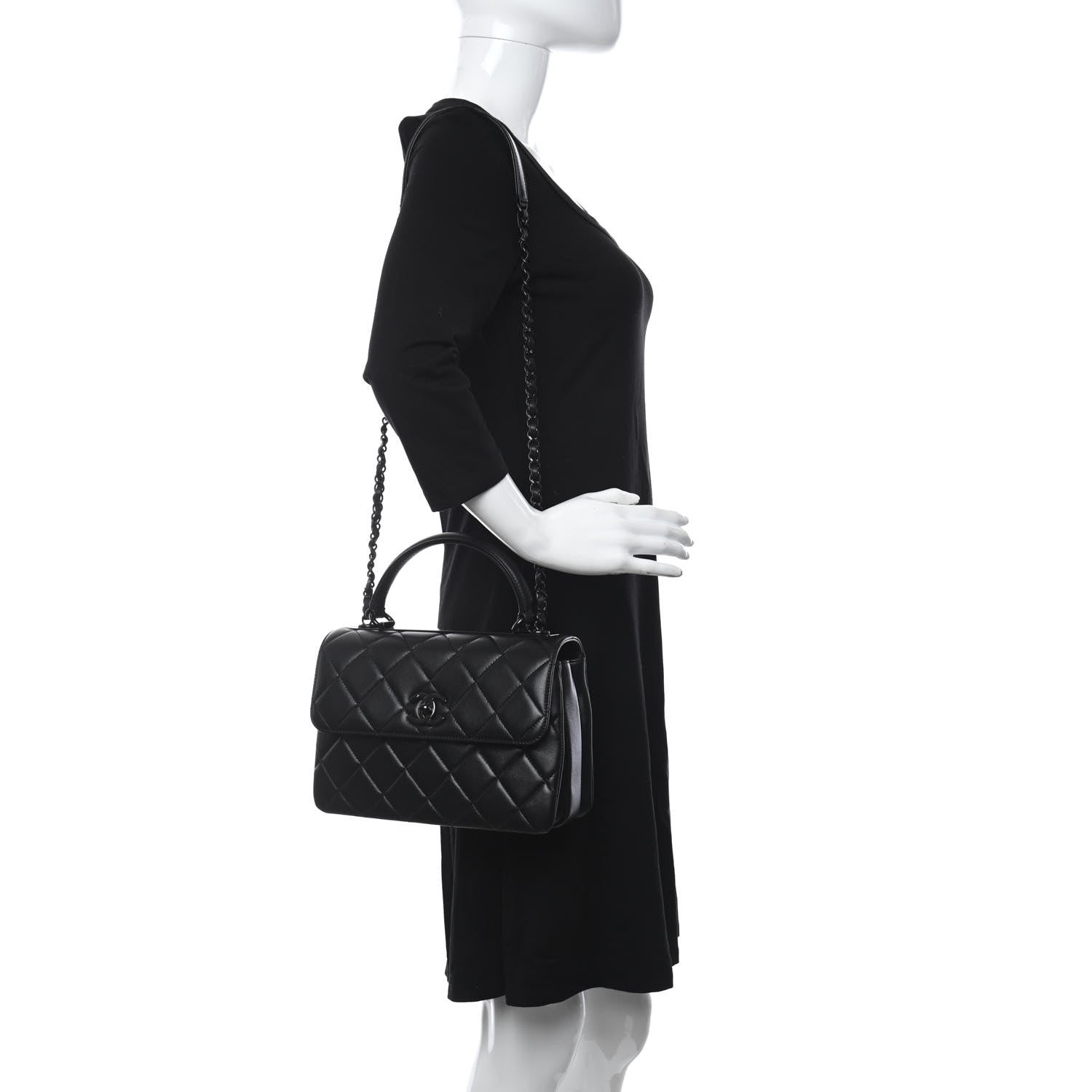 Chanel Lambskin Quilted Small Trendy CC Dual Handle Flap Bag So Black 2 of 10