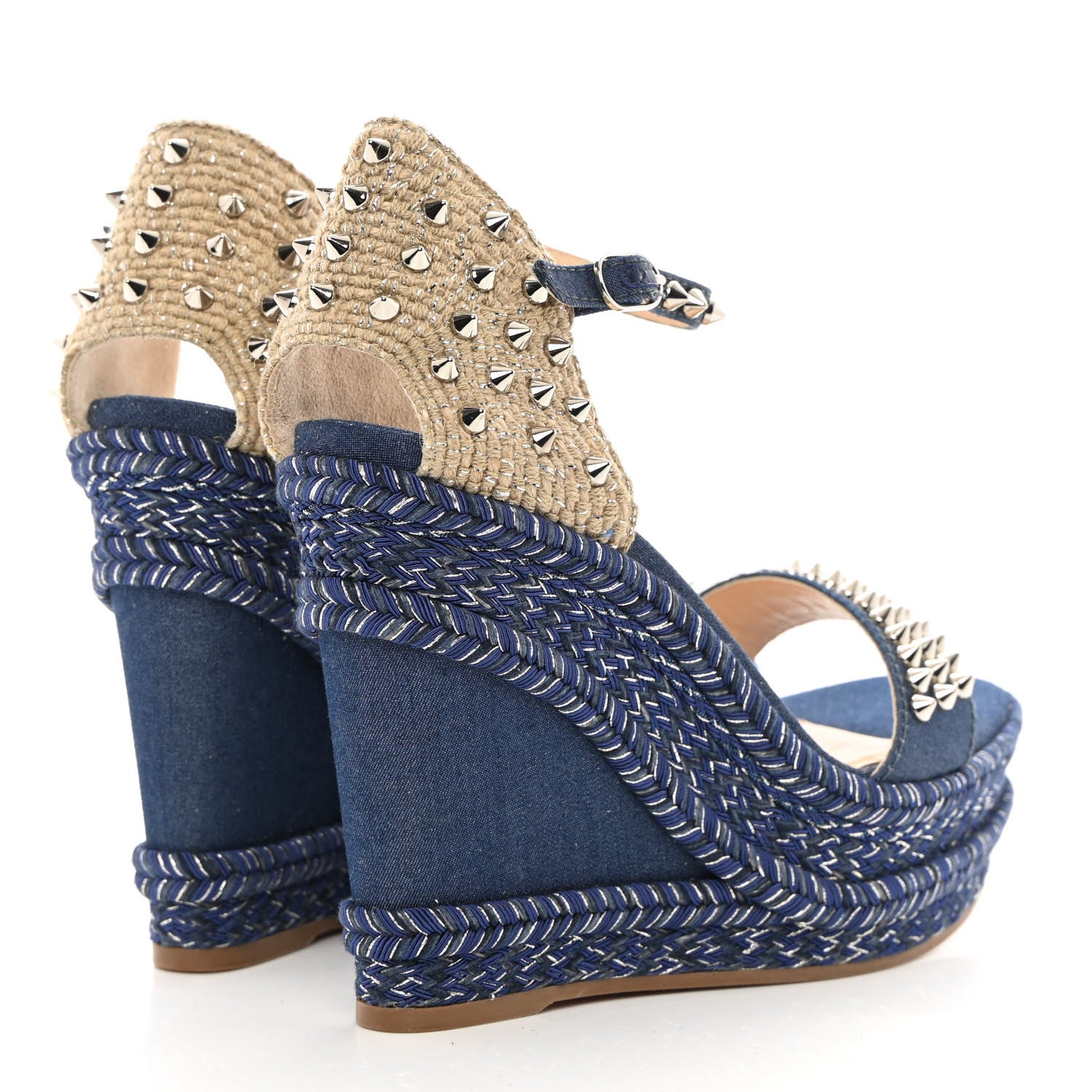 Christian Louboutin Denim Madmonica 120 Wedge Sandals 37 Blue 4 of 11