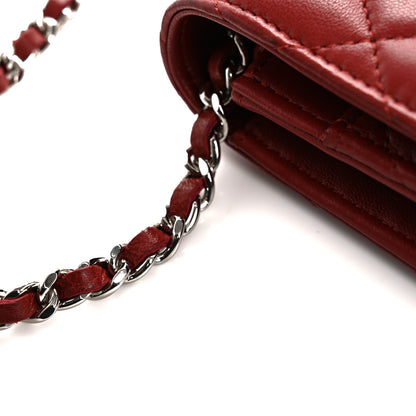 Chanel Lambskin Quilted Wallet On Chain WOC Red 17 of 18