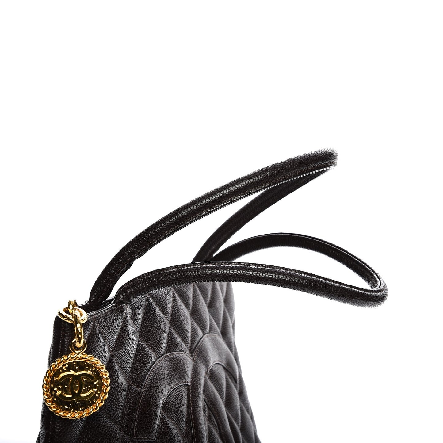 Caviar Quilted Medallion CC Tote Dark Brown