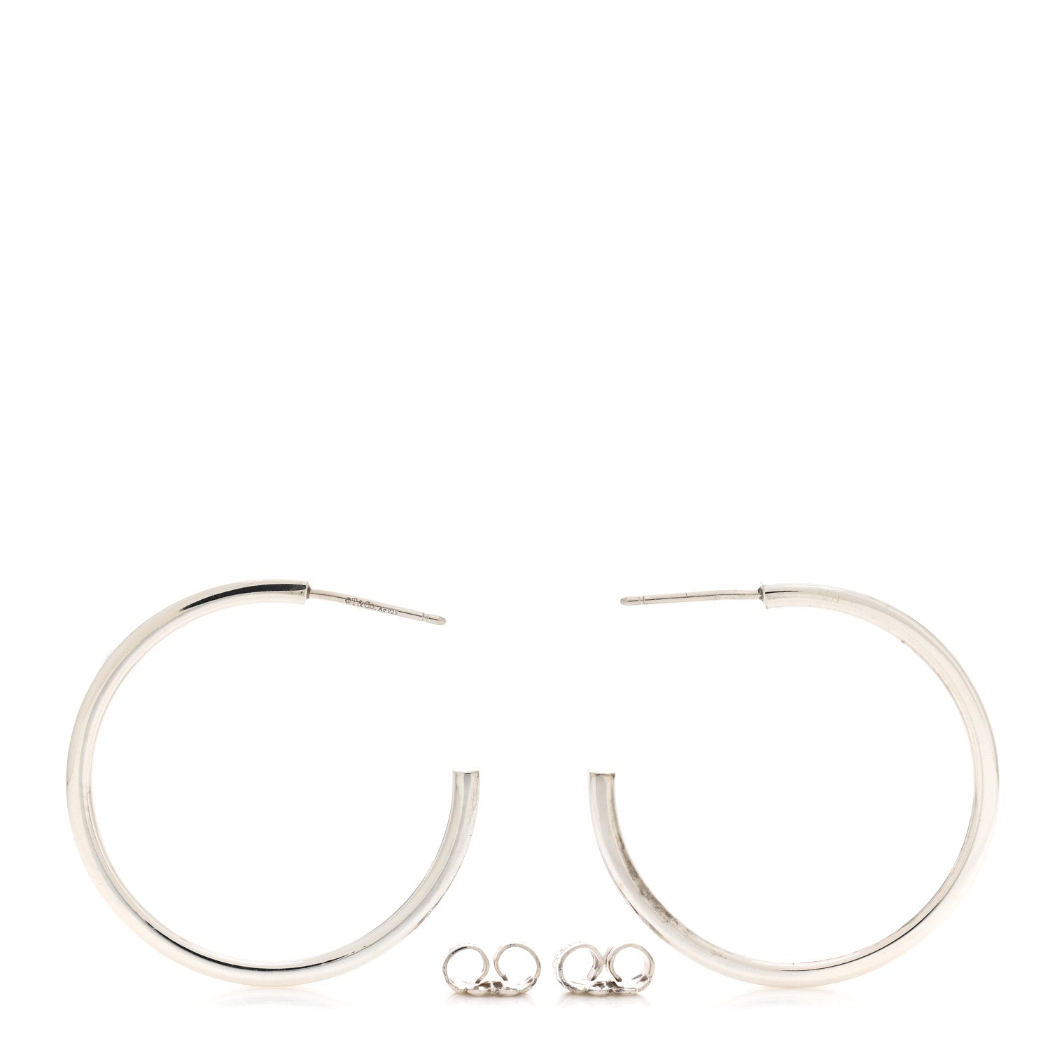 Tiffany Sterling Silver Medium Narrow 1837 Hoop Earrings 3 of 4