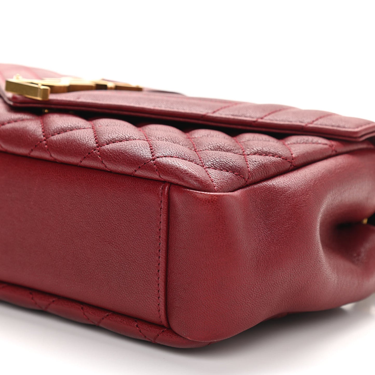 Sheepskin Tri-Quilt Monogram Medium Soft Envelope Bag Red