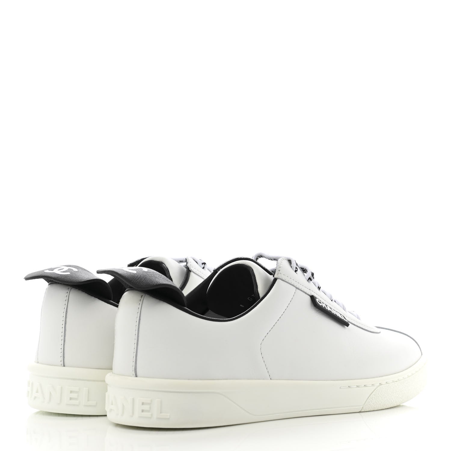 Chanel Calfskin CC Womens Sneakers 35.5 White 4 of 9