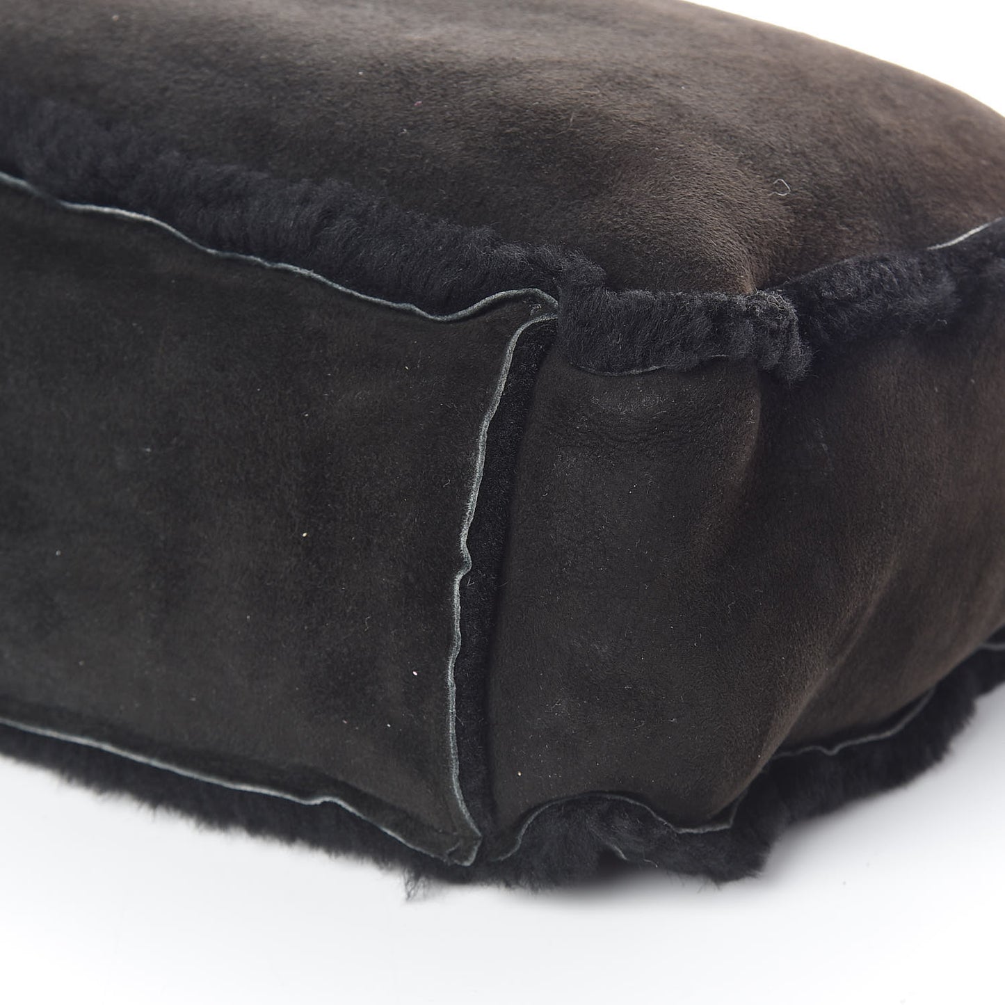 Suede Shearling Tote Black