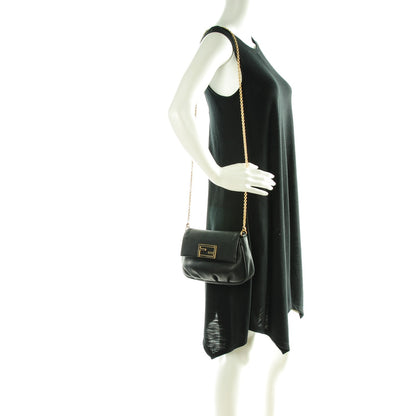 Fendi Vitello Flamingo Enamel Fendista Pouchette Crossbody Black 2 of 8