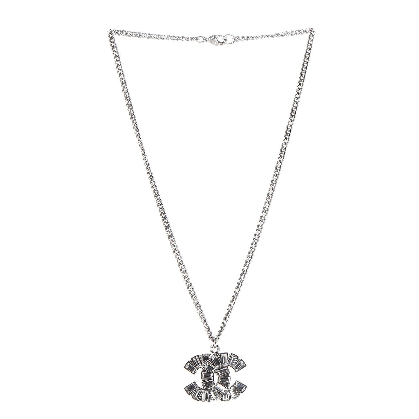 Baguette Crystal CC Necklace Silver
