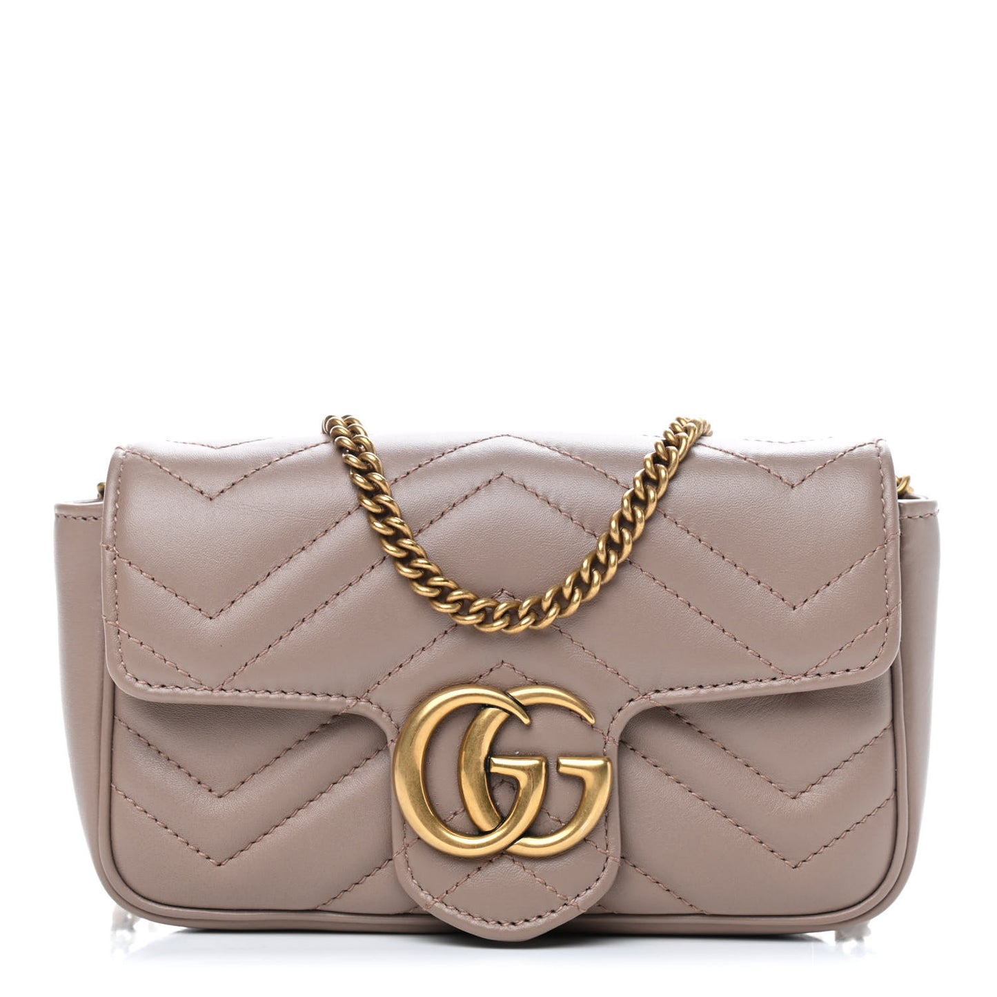 Calfskin Matelasse Super Mini GG Marmont Shoulder Bag Porcelain Rose