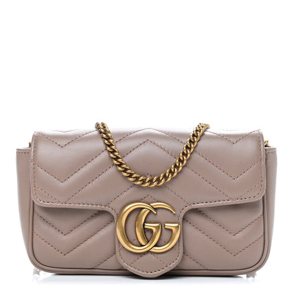 Gucci Calfskin Matelasse Super Mini GG Marmont Shoulder Bag Porcelain Rose 1 of 8